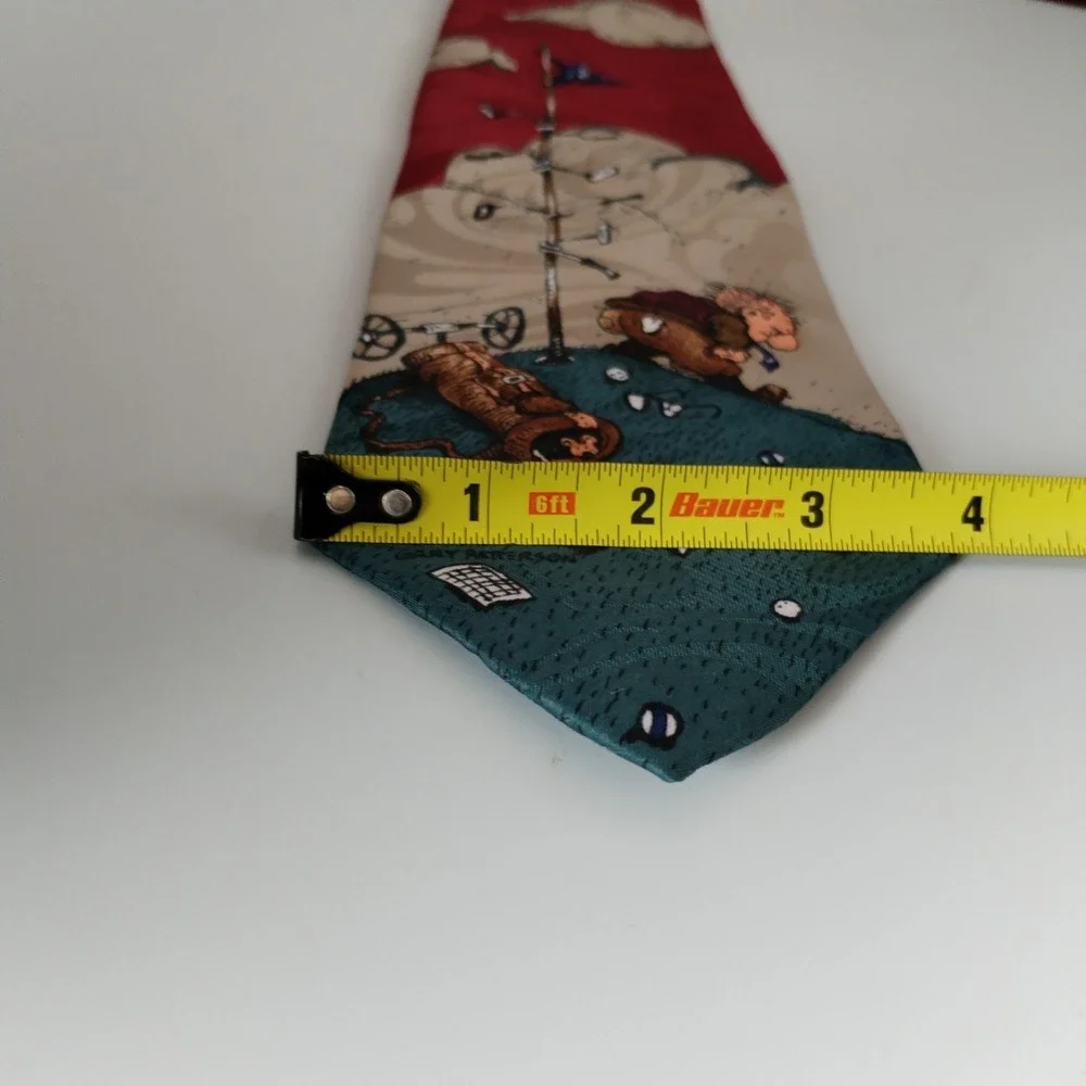 VTG Gary Patterson Frustrated Golfer Novelty‎ Tie Balancine Hot Cakes Red Golf